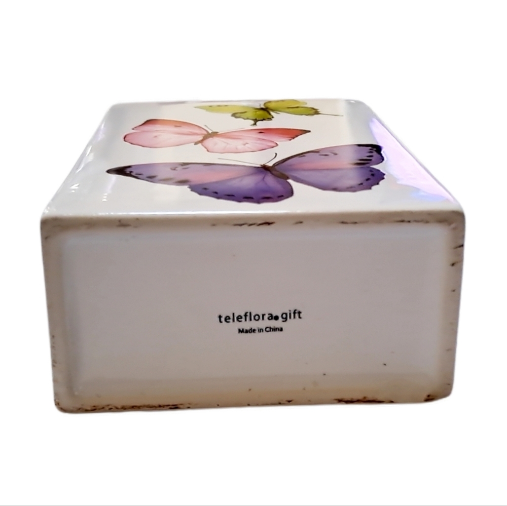 Teleflora ~ Colorful Butterflies Rectangular Glass Vase - Picture 7 of 7